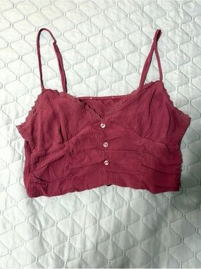 Target Lace-Trim Cropped Cami in Wine